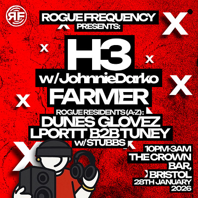 Rogue Frequency presents: H3 w/ Johnnie Darko at The Crown