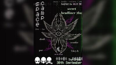 Space Camp: SECRET HEADLINER, 3.KEY.B, DISTIL, PAZ + SCOOBIE at The Crown