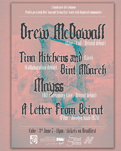 Fundraiser w/ Drew McDowall, A Letter from Beirut at The Cube