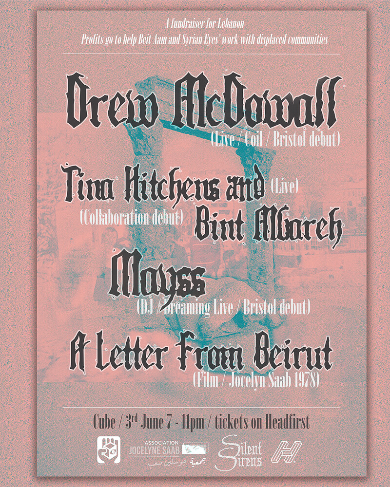 Fundraiser w/ Drew McDowall, A Letter from Beirut at The Cube