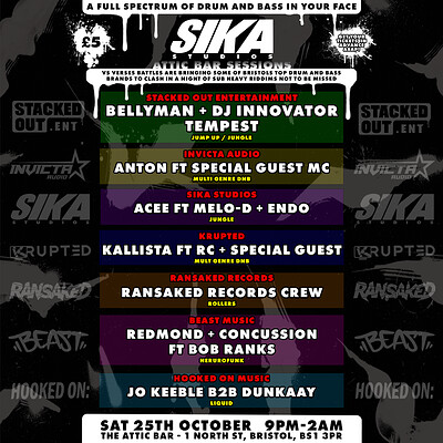 SIKA studios presents: Vs Verses Brand Wars - The DnB clash at The Full Moon & Attic Bar