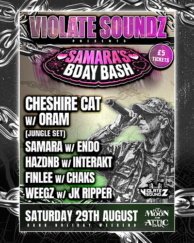 Violate soundz Presents: Samara's Birthday Bash at The Full Moon & Attic Bar