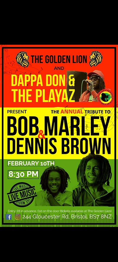 DAPPA DON AND THE PLAYERS PLAY THE HITS OF MARLEY at The Golden Lion