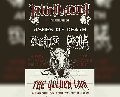 NIHILDUM , ASHES OF DEATH, DISCIPLE BC, DOCILE at The Golden Lion