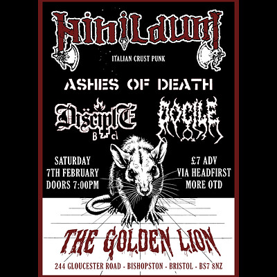 NIHILDUM , ASHES OF DEATH, DISCIPLE BC, DOCILE at The Golden Lion