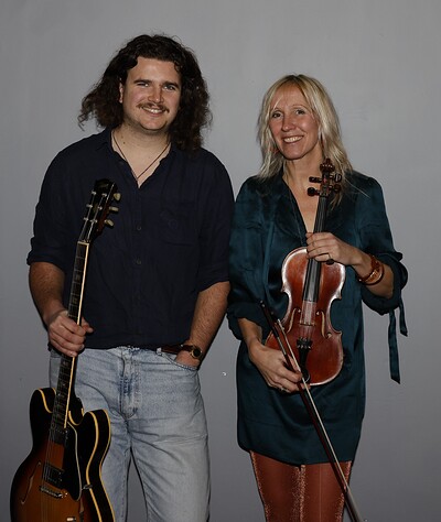 Jonah Hitchens and Clare Mactaggart at The Grain Barge