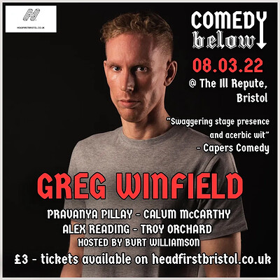 Comedy Below with Greg Winfield at THE ILL REPUTE