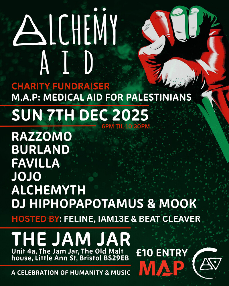 Alchemy Aid Presents... Medical Aid for Palestinians  Fundraiser at The Jam Jar