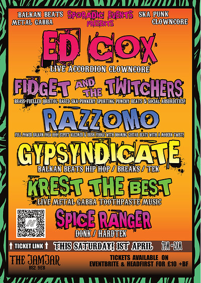 Fidget & the Twitchers / Ed Cox / Krest the Best at The Jam Jar