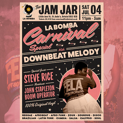 LA BOMBA CARNIVAL SPECIAL w/ STEVE RICE at The Jam Jar