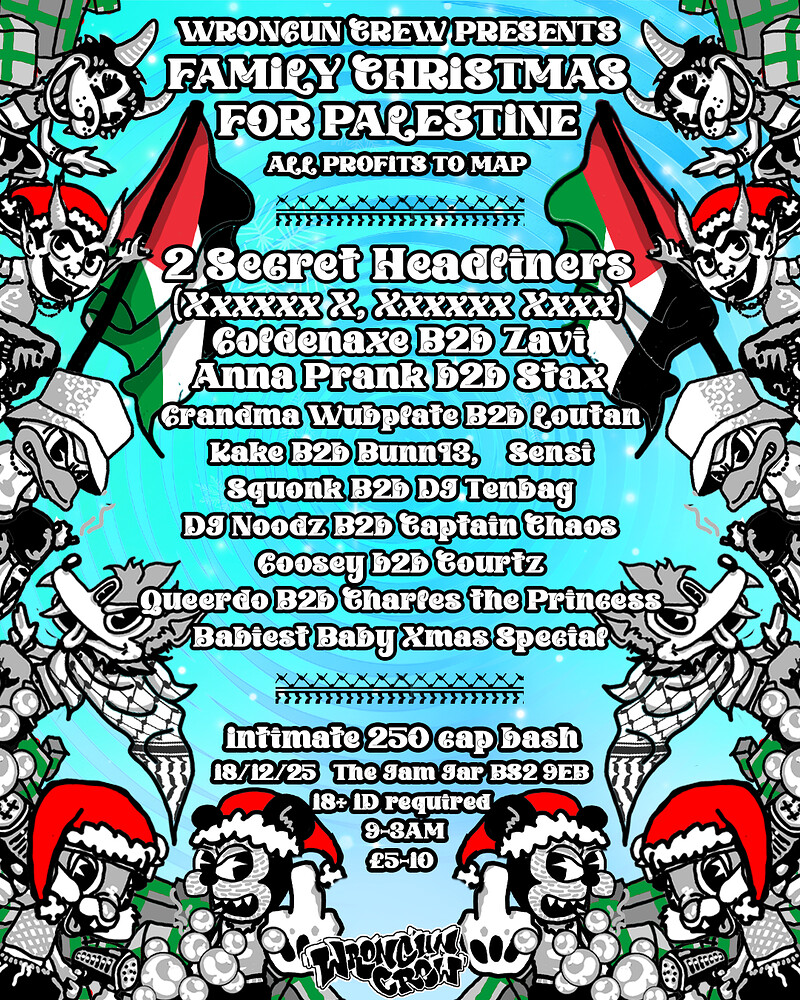 Wrong'uns Family Christmas for Palestine at The Jam Jar