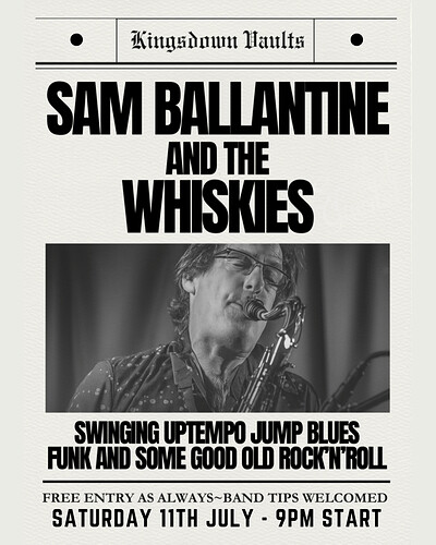 Toe-tapping and hip-shaking tunes with Sam Ballantine and The Whiskies at The Kingsdown Vaults