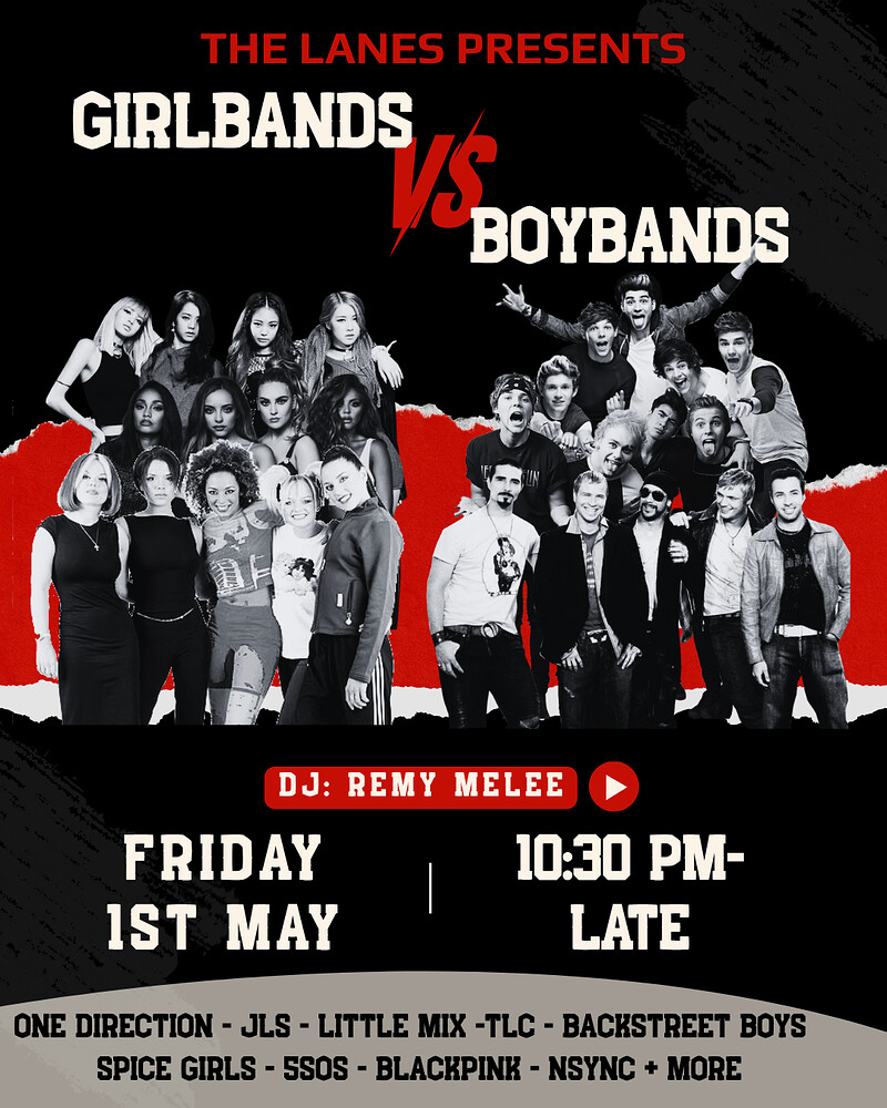 Girlbands vs Boybands at The Lanes