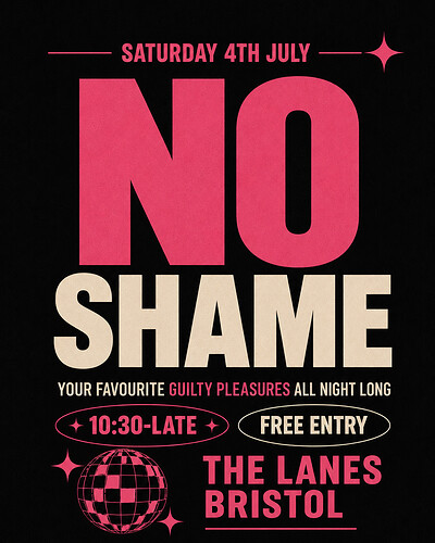 NO SHAME - Guilty Pleasures at The Lanes
