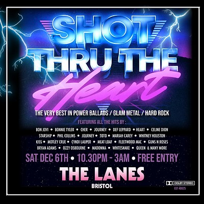 SHOT THRU THE HEART - POWER BALLAD NIGHT at The Lanes