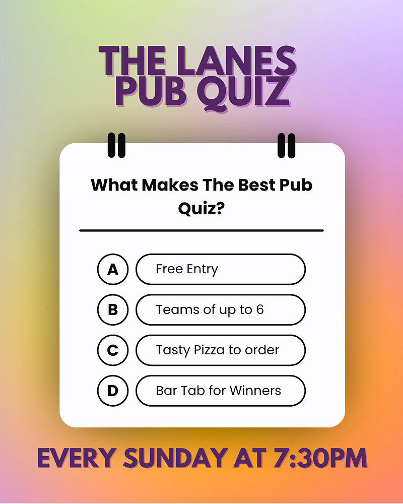 The Lanes Pub Quiz at The Lanes