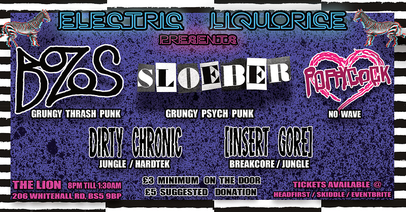 Electric Liquorice presents - PUNK-GRUNGE-JUNGLE at The Lion, BS5