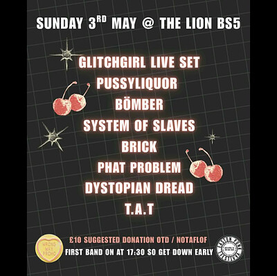 Wrong Way Promo presents Glitchgirl, Pussyliquor, Bömber, BRICK and more at The Lion BS5