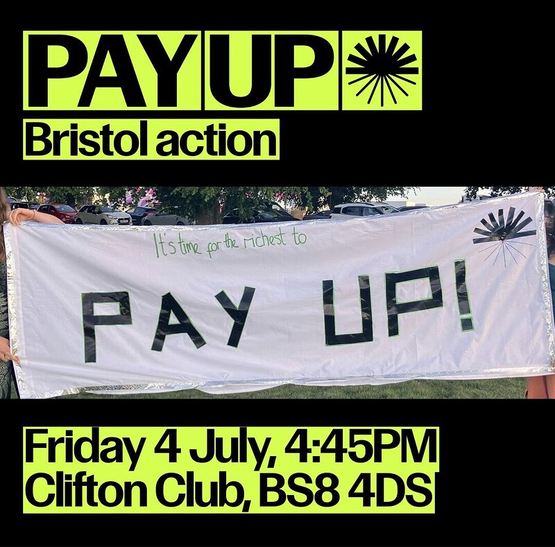 Bristol PAY UP day of action at The Mall Gardens, W Mall, Clifton, Bristol BS8 4BH
