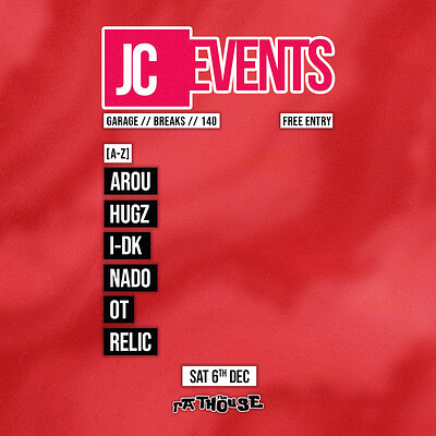 JC Events: Arou, Hugz, I-DK, Nado, OT + Relic at The Mothers Ruin