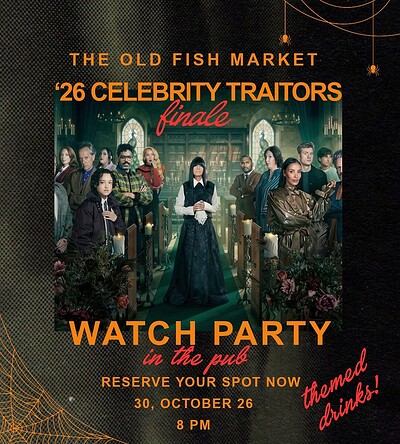Celebrity Traitors Watch Party in the Pub at The Old Fish Market