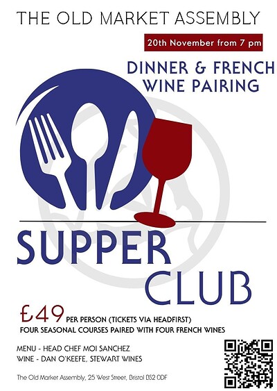 Autumn Supper Club & French Wine Pairing at The Old Market Assembly