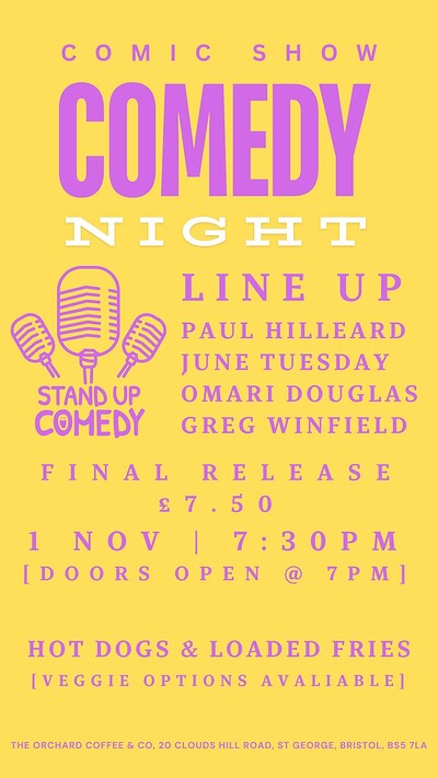 Comedy Night with Food & Cocktails at The Orchard Coffee & Co