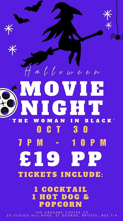 MOVIE NIGHT WITH COCKTAILS - THE WOMAN IN BLACK at The Orchard Coffee & Co