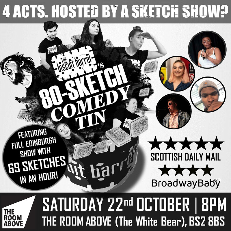 Biscuit Barrel's 80 Sketch Comedy Tin at The Room Above