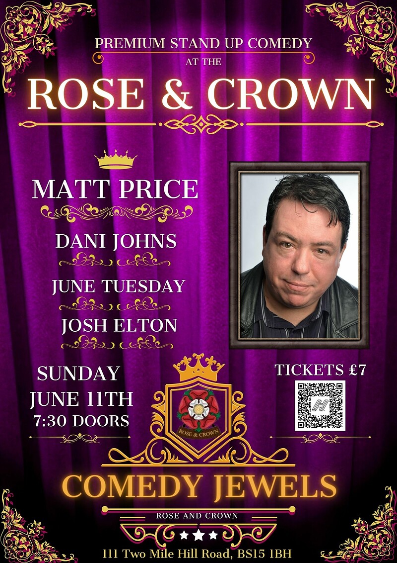 Comedy Jewels 11th June at The Rose and Crown