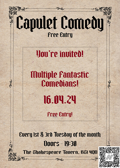 Capulet Comedy Club at The Shakespeare Tavern
