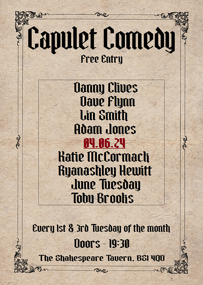 Capulet Comedy Club at The Shakespeare Tavern