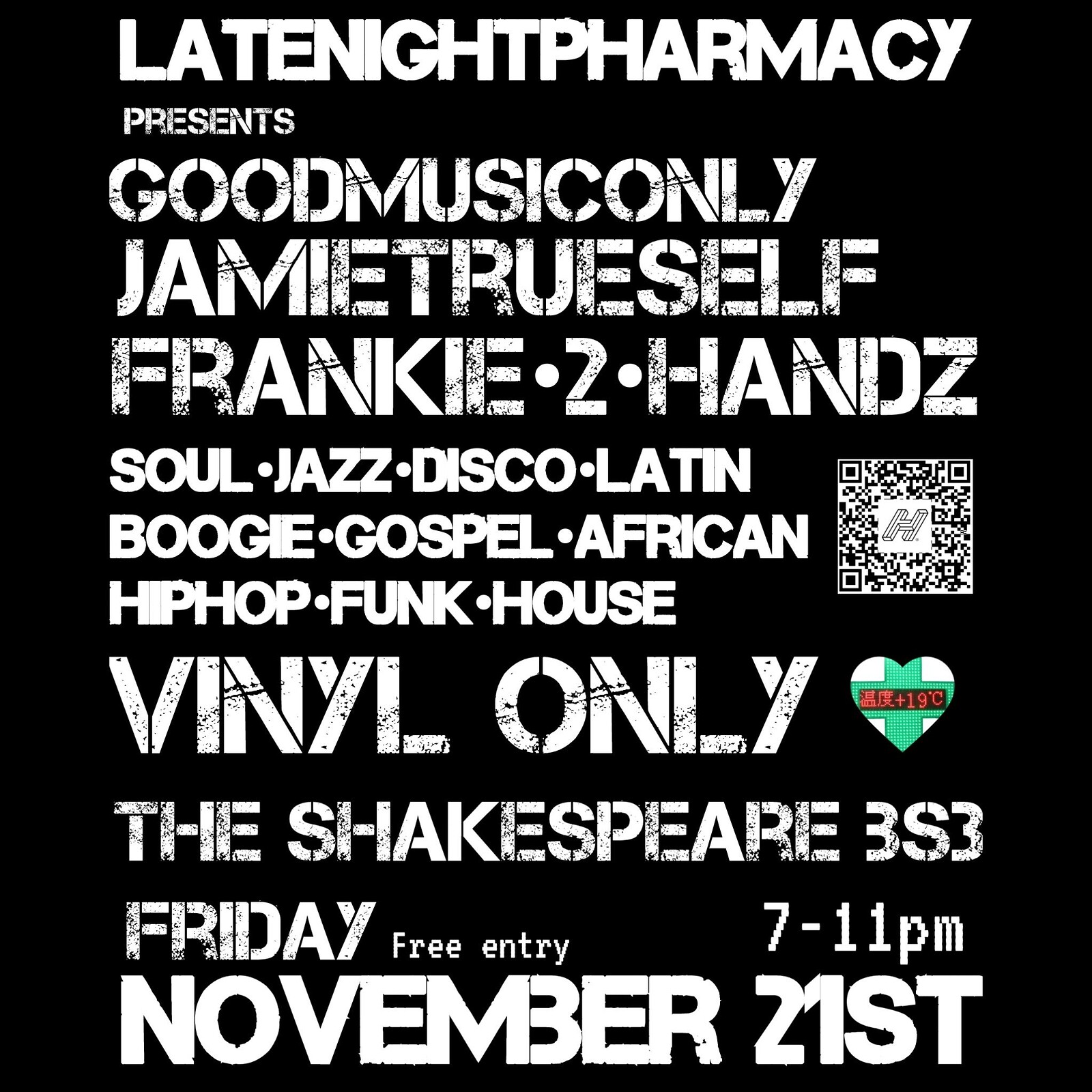 Vinyl Only Night - The LateNightPharmacy at The Shakespeare Totterdown