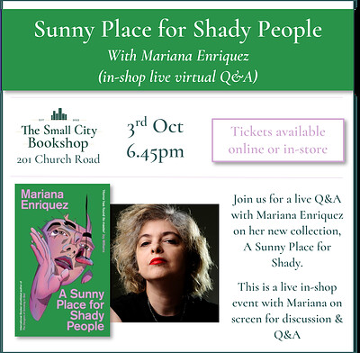 Virtual Q&A with Mariana Enriquez at The Small City Bookshop