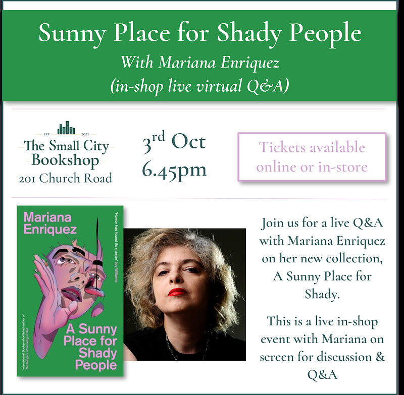 Virtual Q&A with Mariana Enriquez at The Small City Bookshop
