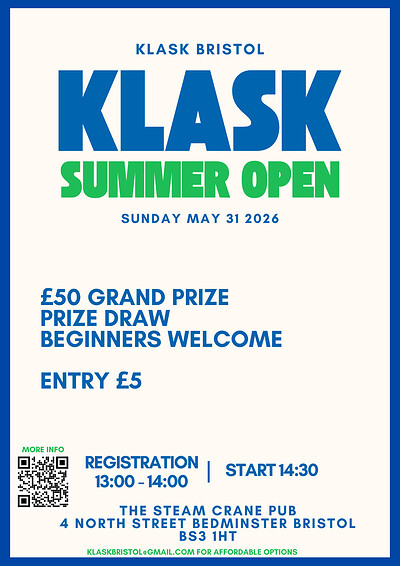 Klask Bristol Summer Open 2026 at The Steam Crane
