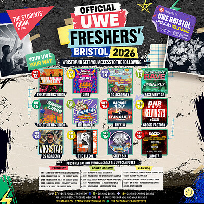 The OFFICIAL UWE Bristol Freshers' Week Wristband 2026 at The Students' Union at UWE