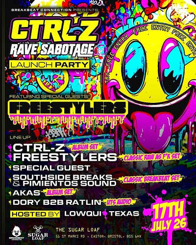 Breakbeat Connection presents: CTRLZ - The Freestylers + Support at The Sugar Loaf