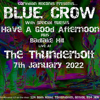 Corvidian Records Presents...BLUE CROW + Support at The Thunderbolt