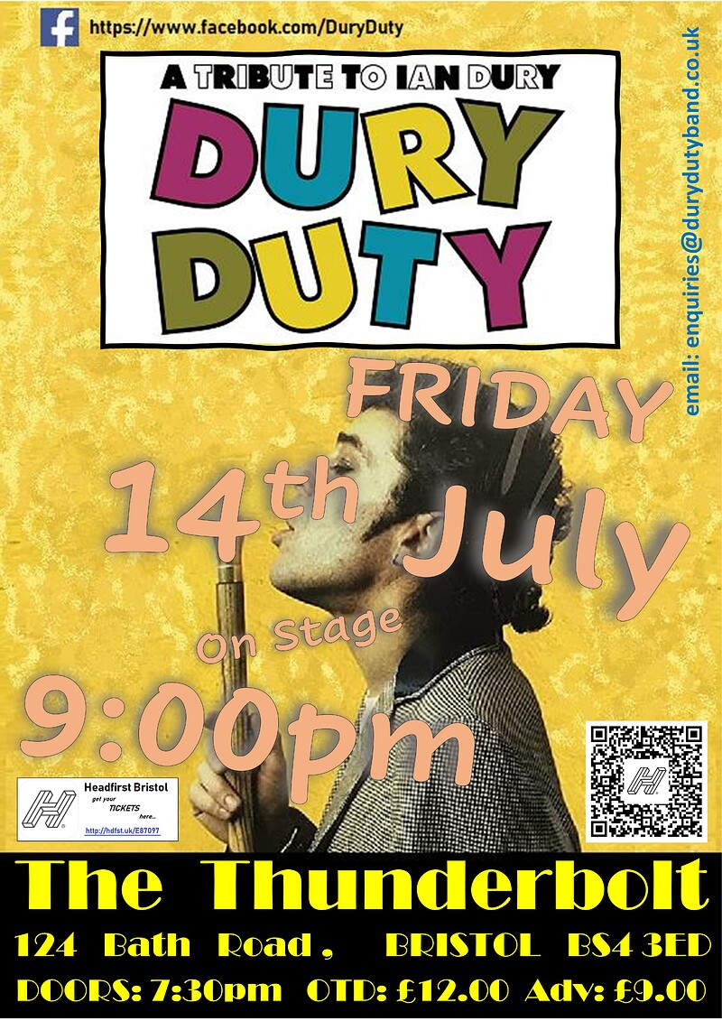 Dury Duty - Ian Dury Tribute Band at The Thunderbolt