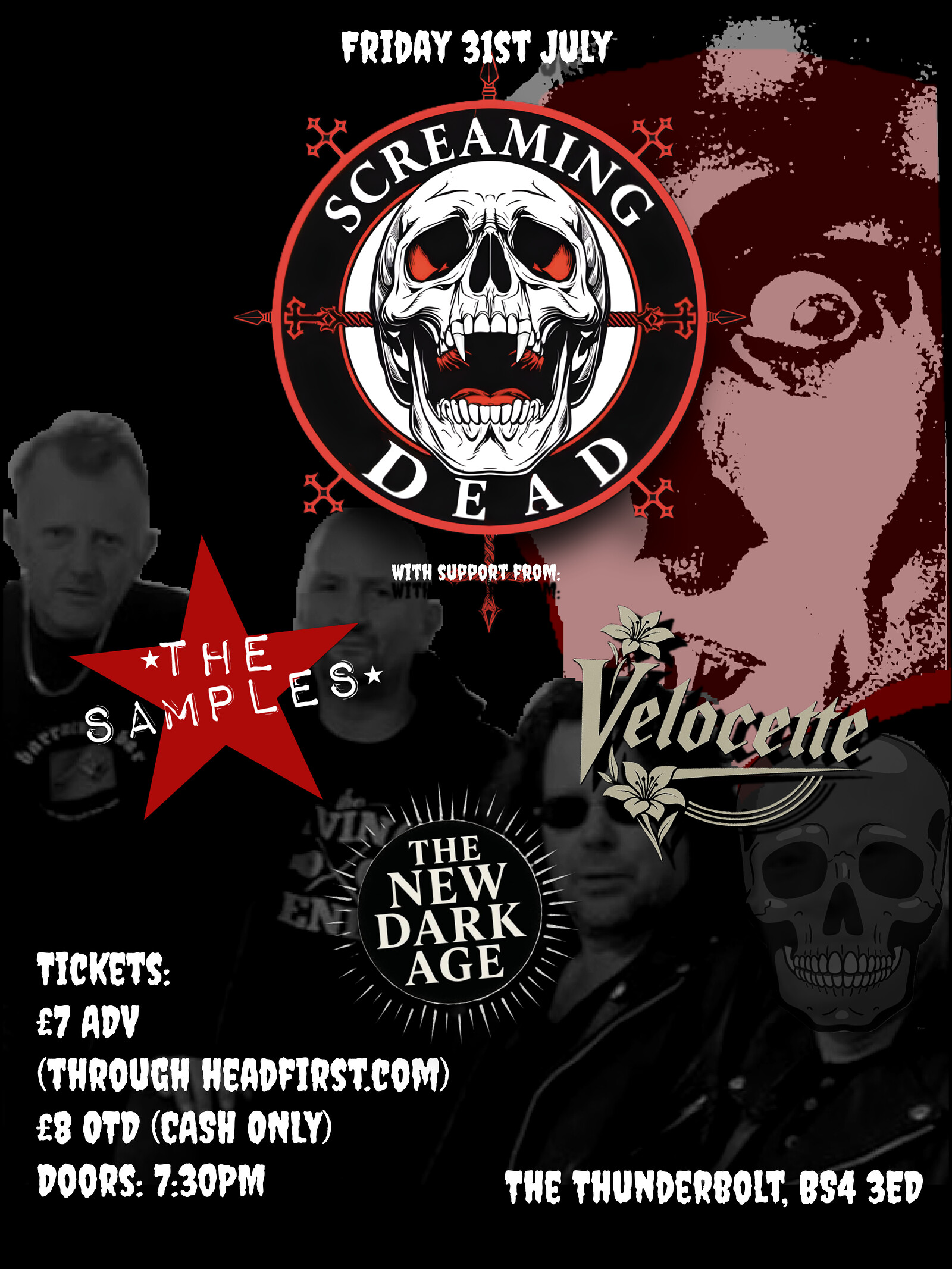 SCREAMING DEAD + The Samples + Velocette + The New Dark Age at The Thunderbolt