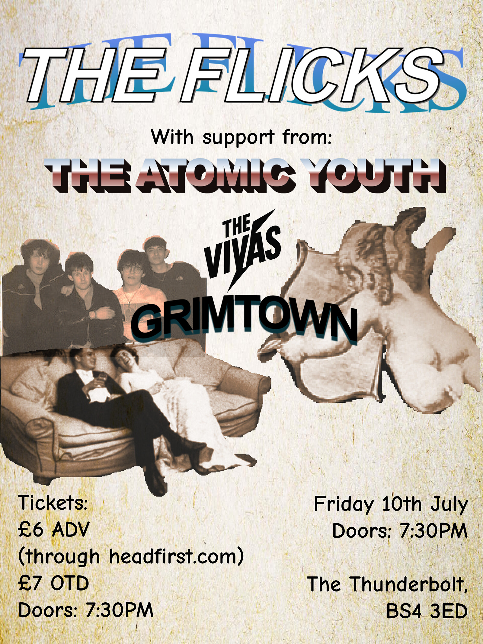THE FLICKS + The Atomic Youth + The Vivas + Grimtown at The Thunderbolt