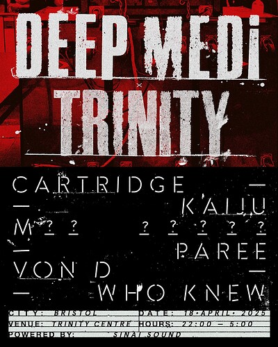 DEEP MEDi GOOD FRiDAY 18TH APRiL at The Trinity Centre