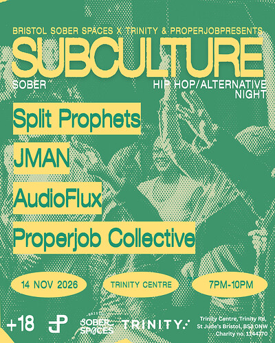 Featuring Split Prophets | J Man | AudioFlux | Properjob at The Trinity Centre