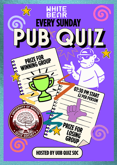 Sunday Pub Quiz at The White Bear at The White Bear