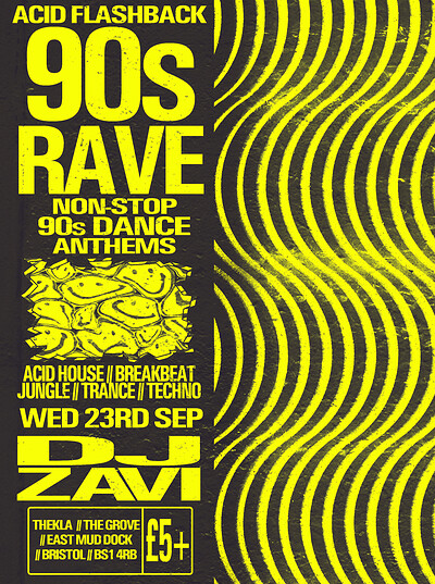 90s Rave - Acid House, Breakbeat, Jungle, Trance + More at Thekla