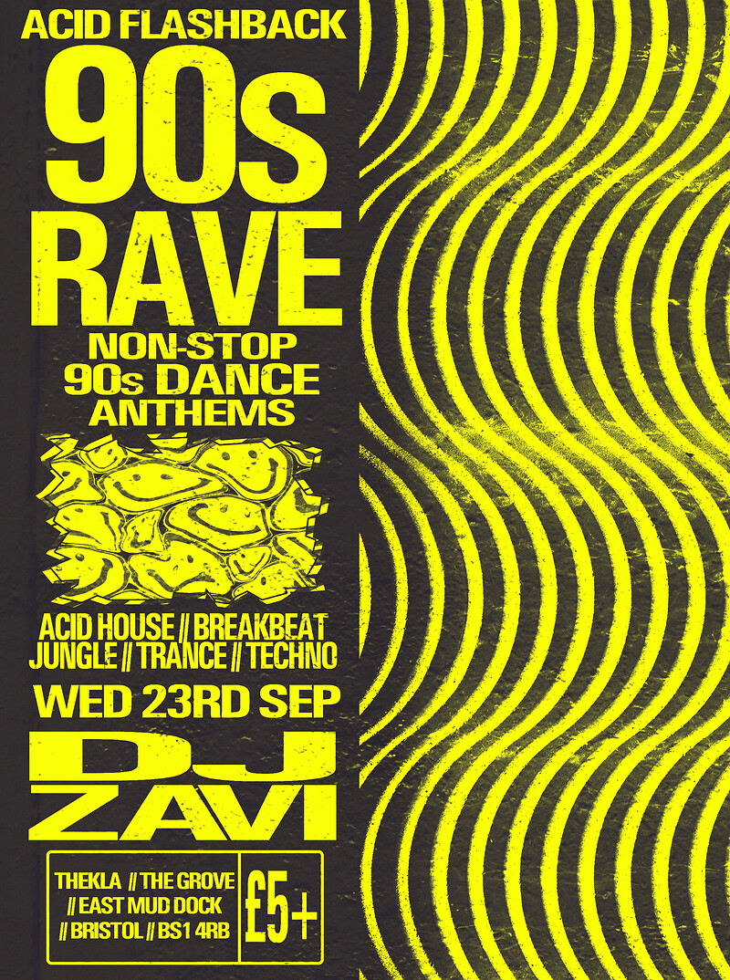 90s Rave - Acid House, Breakbeat, Jungle, Trance + More at Thekla