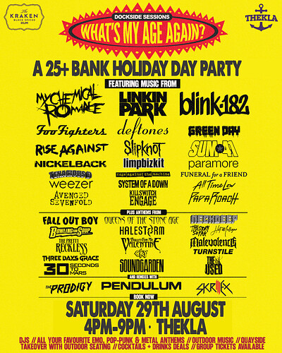 DOCKSIDE SESSIONS: What's My Age Again? Emo Deck Party at Thekla