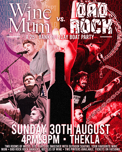 DOCKSIDE SESSIONS: Wine Mum vs Dad Rock Day Party at Thekla