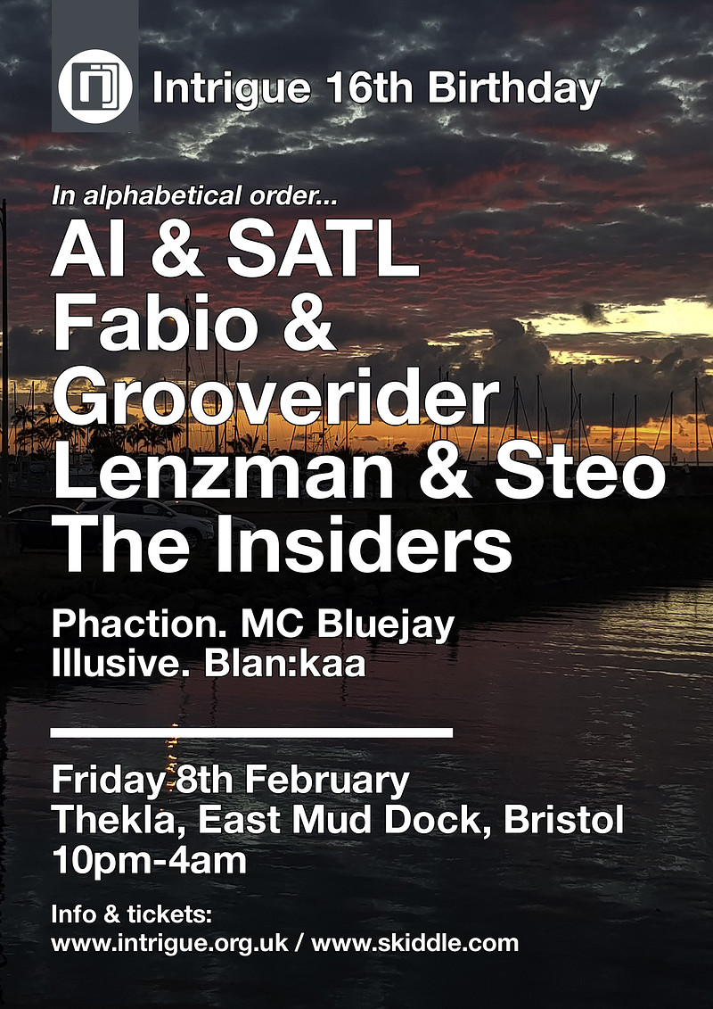 Intrigue 16th Bday - Lenzman. Fabio & Grooverider at Thekla